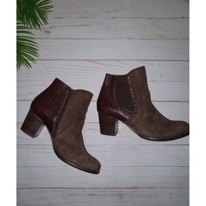 David Tate Odyssey Leather & Suede Ankle Boots, Women's 8.5, Dark Brown, Elastic